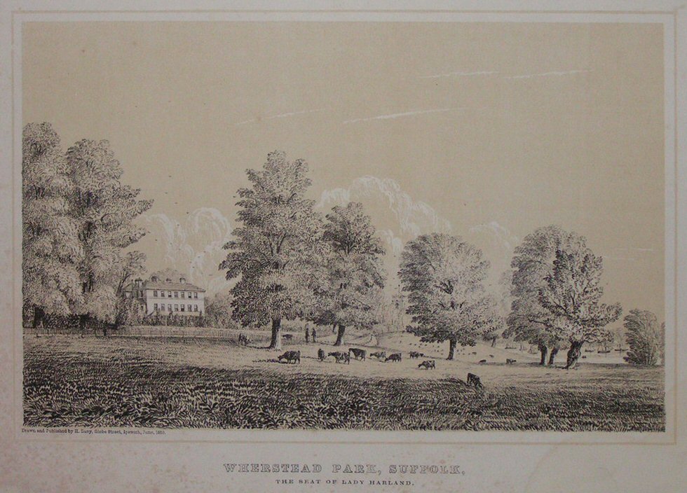 Lithograph - Wherstead Park, Suffolk, the Seat of Lady Harland.